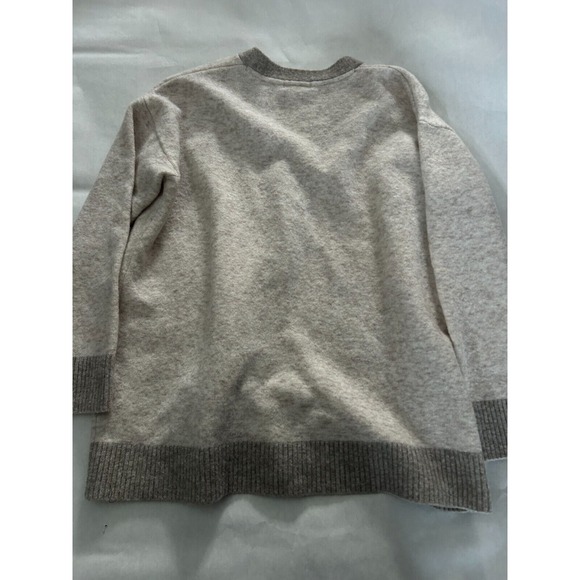 Athleta Womens Merino Wool Blend Cardigan Westlake XL Ivory Gray Grandpa Core - Picture 4 of 6